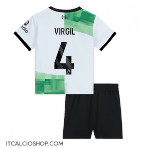 Liverpool Virgil van Dijk #4 Seconda Maglia Bambino 2023-24 Manica Corta (+ Pantaloni corti)